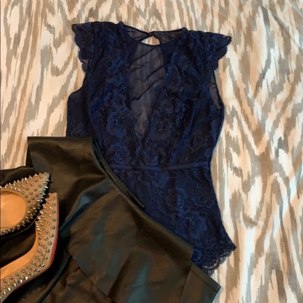 Navy Blue H&M lace body suit.